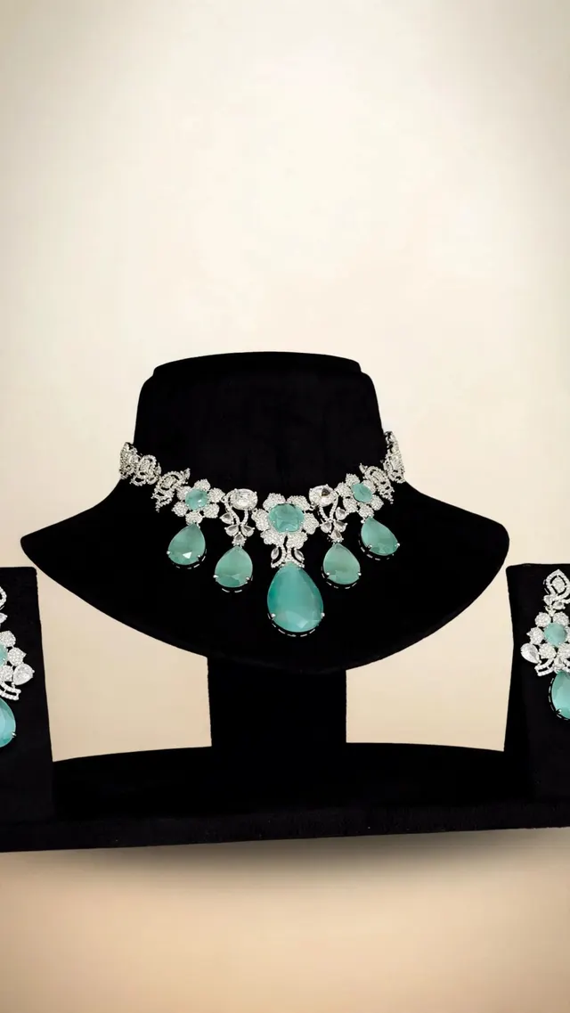 Aqua CZ Statement Necklace