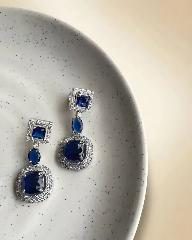 Blue Sapphire Drop Earrings