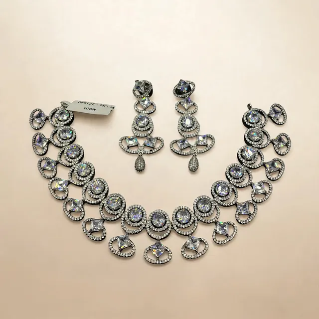 CZ Openwork Necklace Set