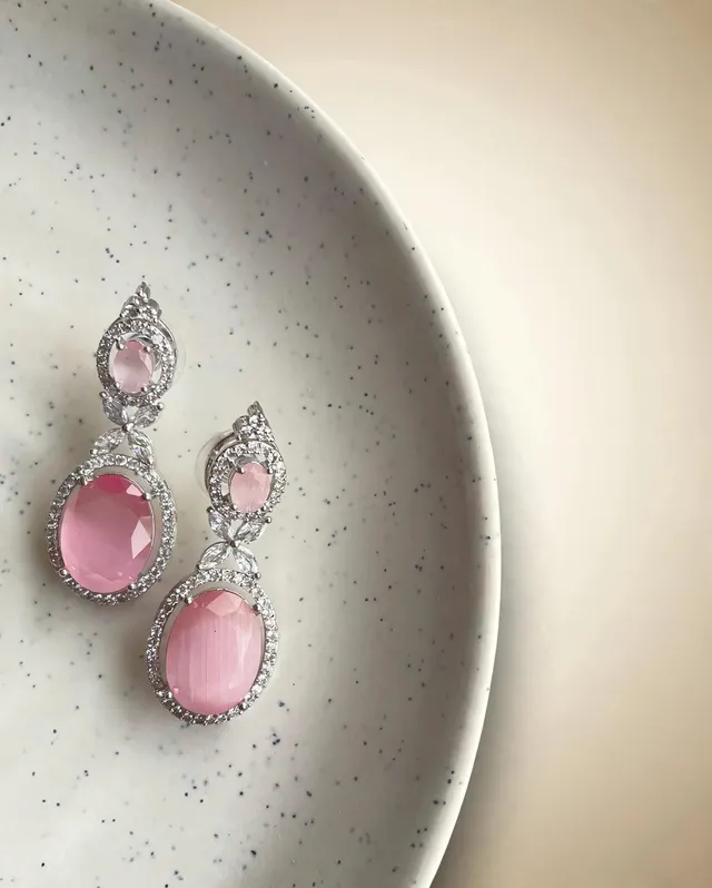 Pink Cat's-Eye Drop Earrings