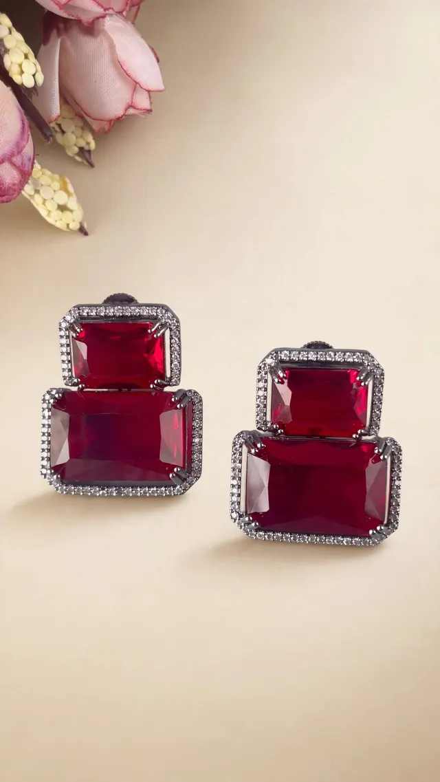 Victorian Red-Stone Earrings